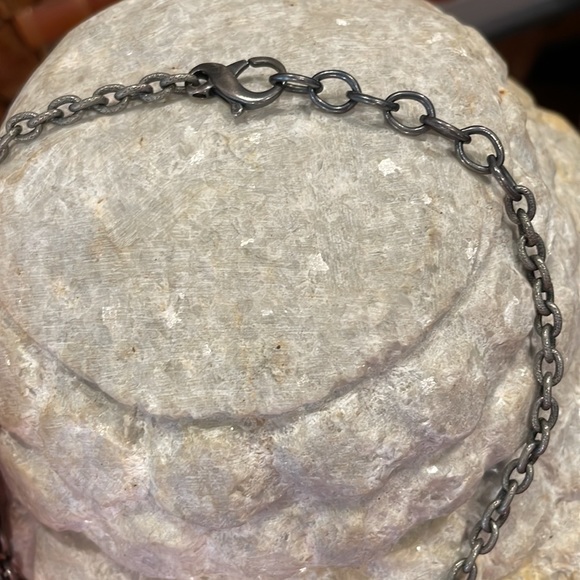 Gorgeous hammered chain necklace with Tahitian pearl and rose gold/diamond - Picture 6 of 10